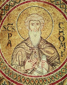 San Pacomio (d.346) (mosaico) de Byzantine School