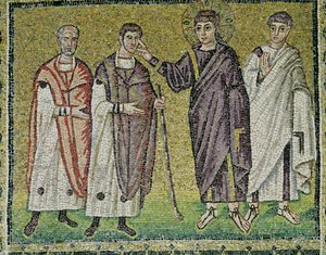 La curación de dos ciegos de Jericó, escenas de la vida de Cristo (mosaico)