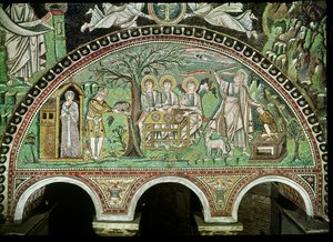 La Hospitalidad de Abraham y el Sacrificio de Isaac, siglo VI (mosaico)