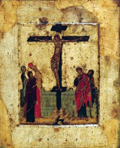 La Crucifixión de Byzantine icon.