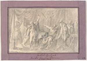 Ricardo Corazón de León. Escena de la novela "El Talismán" (1825) de Walter Scott de C.A. Lorentzen