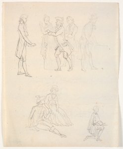 Tres bocetos de figuras. ¿Escenas de teatro? de C.A. Lorentzen