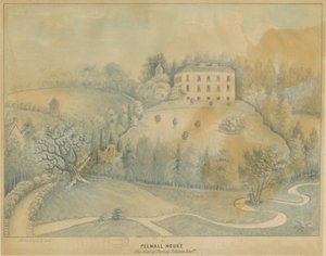 Drayton-in-Hales - Pelwall House: dibujo en lavado azul, nd [?siglo XIX] de C.B Ash