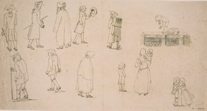 Figuras diversas, incluidas 2 grupos de niños jugando y "pintor de retratos Hansen" de C.D. Fritzsch