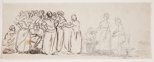 Boceto con mujeres pescadoras y comerciantes de C.D. Fritzsch