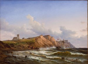 Naufragio después de una tormenta en la costa oeste de Jutlandia cerca de la iglesia de Ferring de C.F. Sørensen