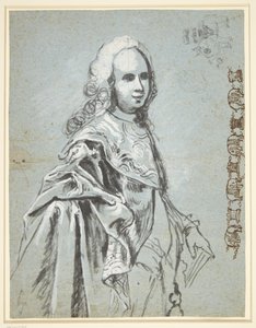 Estudio para un retrato, probablemente de A. G. Moltke; a la derecha en la hoja, estudio para la cadena de la Orden del Elefante