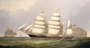 La barca "Undaunted" frente a Ailsa Craig, con barcos mercantes más allá de C.H. Fyfe