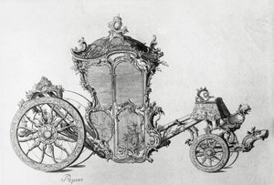 Diseño para carroza rococó, grabado de J.B. and Brown J. Rowbotham