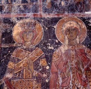 Fresco en la iglesia bizantina de Agios Nikolaos, Maza, Creta, Grecia