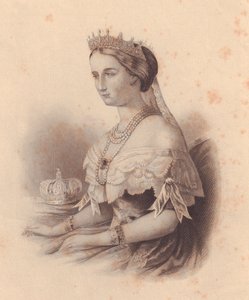 Retrato de Eugenia de Montijo de Guzmán (1826-1920), Emperatriz de Francia, esposa de Napoleón III Bonaparte, grabado por W Wellstood, de ladies