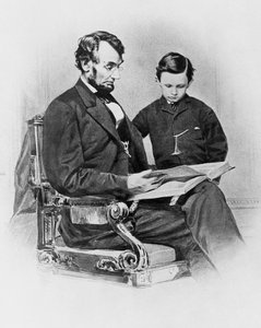 Presidente de los Estados Unidos de América Abraham Lincoln (1809-1865) con su hijo Thomas 