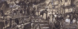 Una escena parroquial del siglo XVII (gouache sobre papel) de C.L. Doughty