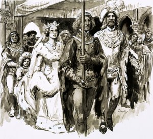 A los 13 años, la bella Isabel se casó y se convirtió en reina de Inglaterra (gouache sobre papel) de C.L. Doughty