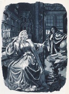 Cristina de Suecia convocó al filósofo Descartes para que le diera clases tres veces por semana (litografía en color) de C.L. Doughty