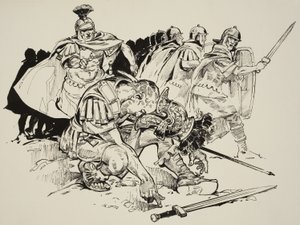 Muerte del emperador Juliano (331-63) (gouache sobre papel)