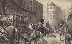 Ómnibus a caballo, Londres (gouache sobre papel)