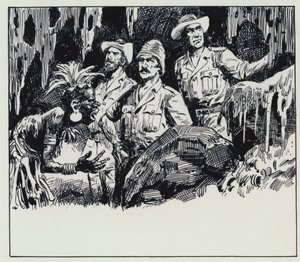 Ilustración para King Solomons Mines (gouache sobre papel) de C.L. Doughty