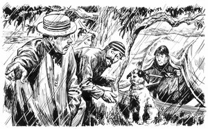 Ilustración para Three Men In A Boat de Jerome K Jerome (pluma y tinta) de C.L. Doughty