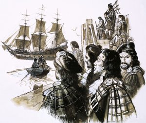 Jaime II regresa a Francia tras la derrota de sus partidarios en la batalla de Sherrifmuir de C.L. Doughty