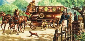 Primeros autobuses de Londres tirados por caballos de C.L. Doughty