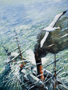 Expedición antártica de Sir Ernest Shackleton en The Quest 1921-22 (gouache sobre papel) de C.L. Doughty