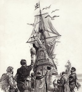 La cierva dorada (gouache sobre papel)