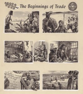 Los inicios del comercio (gouache sobre papel) de C.L. Doughty