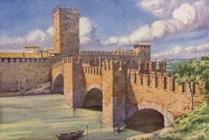 Castillo Vecchio, Verona (litografía en color)