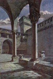 Patio, Castel Sforza, Milán (litografía en color)