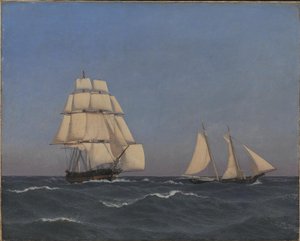 Un corsario superando a una fragata perseguidora