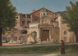 Una Sección de la Vía Sacra, Roma La Iglesia de los Santos Cosme y Damián, ca. 1814-15 de Christoffer Wilhelm Eckersberg