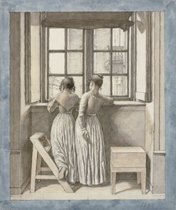 En una ventana en el estudio del artista de Christoffer Wilhelm Eckersberg