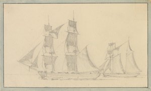 Un bergantín y una goleta bajo vela de Christoffer Wilhelm Eckersberg