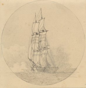 Un bergantín bajo vela visto de frente de Christoffer Wilhelm Eckersberg