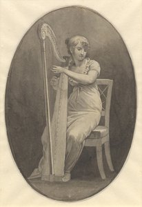 Una dama tocando el arpa de Christoffer Wilhelm Eckersberg