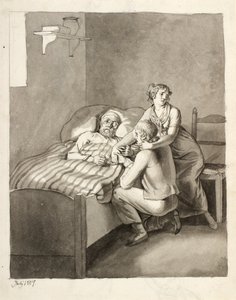 Un padre moribundo une a una pareja joven de Christoffer Wilhelm Eckersberg