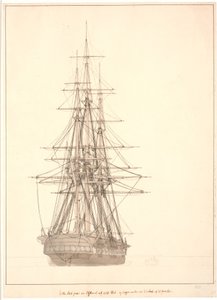 En fregat set agterfra de Christoffer Wilhelm Eckersberg