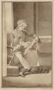 Una madre enseña a leer a su pequeña hija de Christoffer Wilhelm Eckersberg