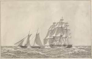 Un bergantín, que derriba una fragata perseguidora de Christoffer Wilhelm Eckersberg
