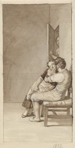 Dos heridas de una mujer en una puerta entreabierta de Christoffer Wilhelm Eckersberg