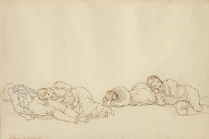 Cuatro parisinos durmiendo de Christoffer Wilhelm Eckersberg