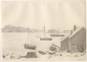 Puerto de Frederiksværn en el fiordo de Larvik, Noruega de Christoffer Wilhelm Eckersberg