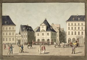 Kongens Nytorv con la guardia principal de Christoffer Wilhelm Eckersberg