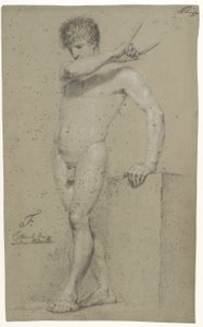 Modelo masculino de pie, perfil a la izquierda de Christoffer Wilhelm Eckersberg