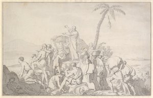 Moisés divide las aguas y el ejército del faraón es engullido de Christoffer Wilhelm Eckersberg