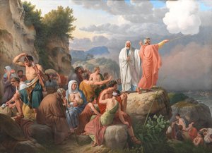 Moisés hace que el Mar Rojo vuelva y el ejército del faraón se inunde de Christoffer Wilhelm Eckersberg