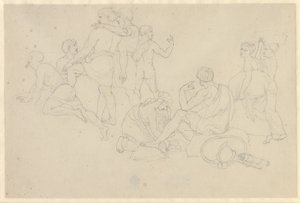 Moisés hace retroceder el Mar Rojo y el ejército del faraón se inunda - estudio de los israelitas después de cruzar el Mar Rojo de Christoffer Wilhelm Eckersberg