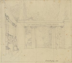 Parte del jardín de Villa Borghese con Porta Ægiziana, Roma de Christoffer Wilhelm Eckersberg