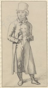 Retrato de un hombre de pie con un bastón bajo el brazo izquierdo de Christoffer Wilhelm Eckersberg